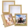 4pcs  Photo Frame Stands with Plastic Window Square Pale Goldenrod 170x170x44.5mm
