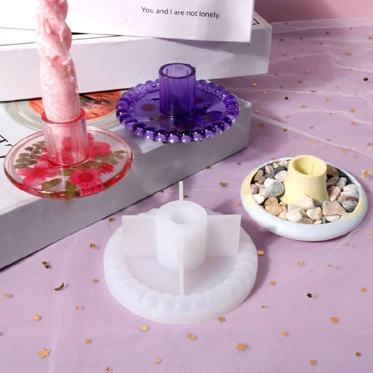 Round Candlestick Mold Color Concentrate Holder Mold Gypsum Candle Holder Mold