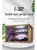 1:32 Scale Wooden Garage Model with Lights & Acrylic Dust Cover