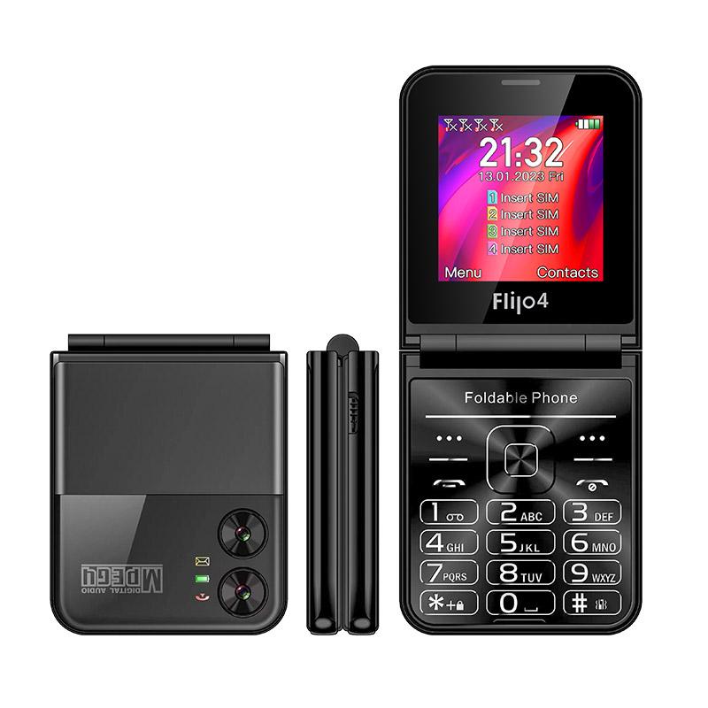 F265 Klapphandy 2,55 Zoll 1400 mAh FM-Radio Kamera Taschenlampe 4 SIM-Karte 2G Feature Phone