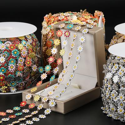 1m Copper Enamel Daisy Flower Handmade Chains for DIY Choker Necklace Bracelet Waist Chain Jewelry Making Accessories