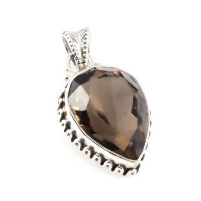 Natuurlijke Rookkwarts Edelsteen 925 Massief Sterling Zilver Cadeau Hanger 1.3" B3a84