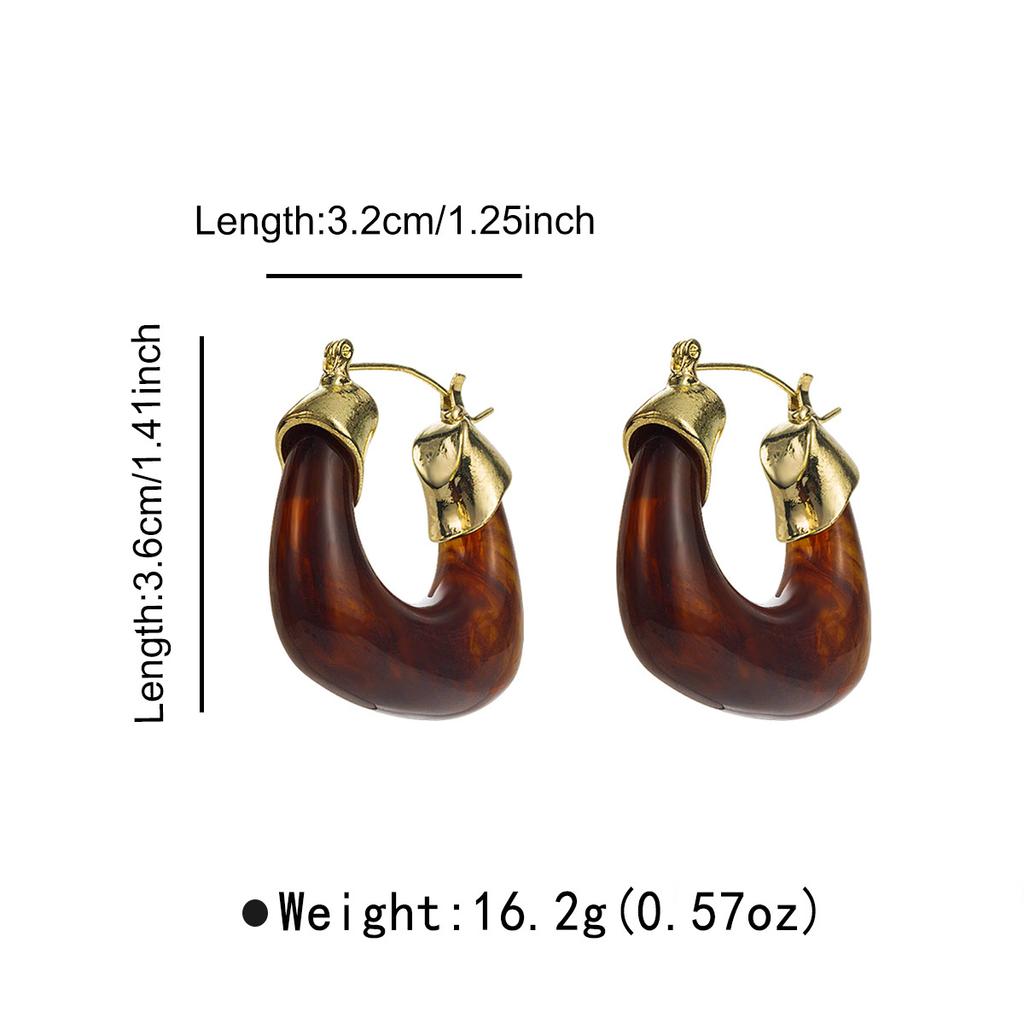 New Transparent Resin Maillard Retro Hong Kong Style Elegant Stud Earrings Minimalist All Match Ear Jewelry For Women