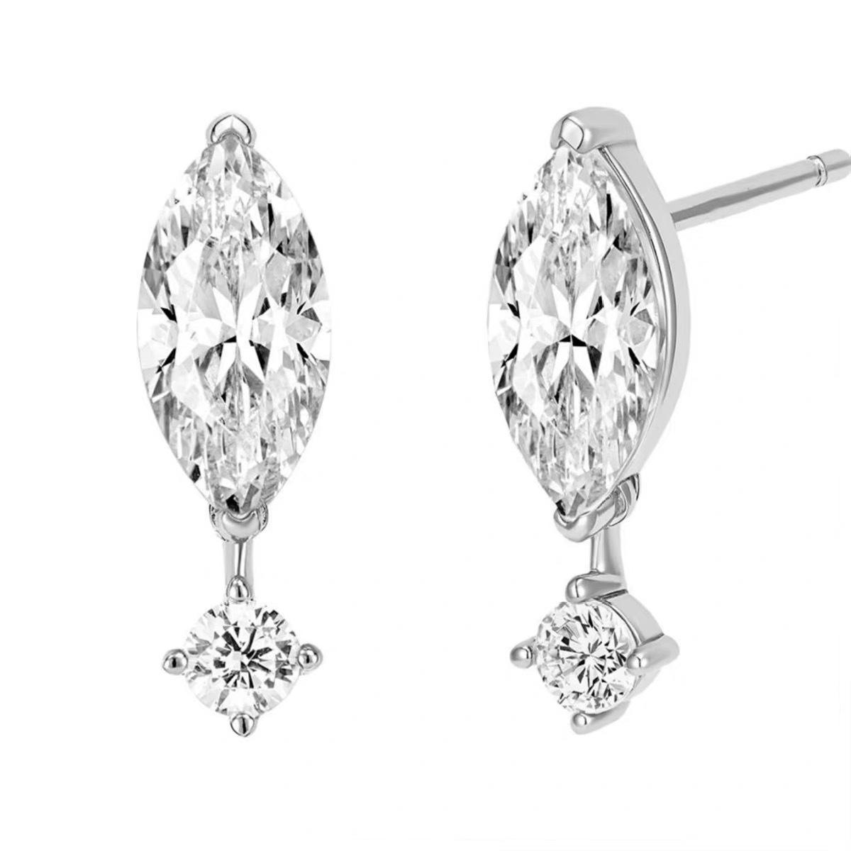 2026 Horse Eye Water Drop Stud Earrings Are Minimalist, Niche, High-end Atmosphere, Super Flash Diamond Zircon Earrings.