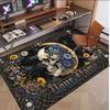 Totenkopf Gothic Thema Weicher Kristall-Samt Teppich Benutzerdefinierter Name & Text Druck Rutschfester Boden Teppich für Schlafzimmer Wohnzimmer