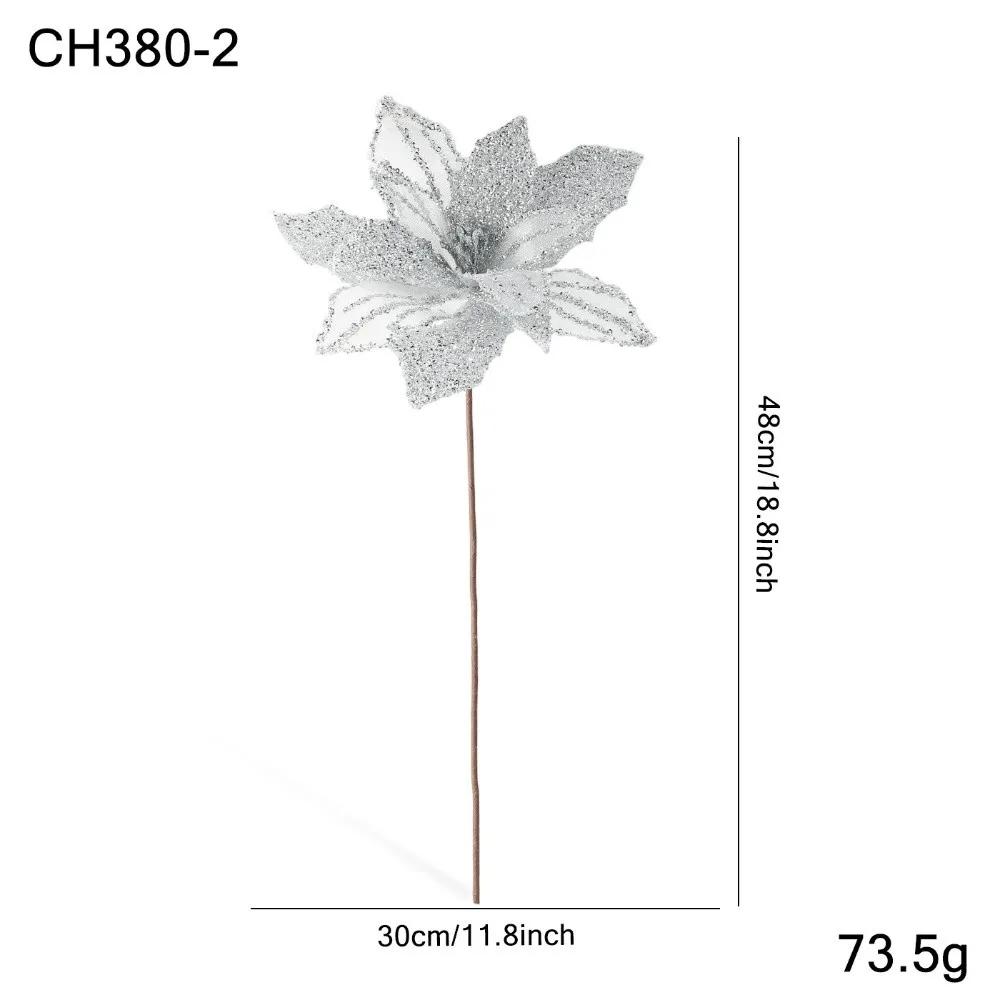 New 30CM Artificial Poinsettia Flower Sequins Sparkling Christmas Glitter Flower Glitter DIY Christmas Flower Wedding Decoration