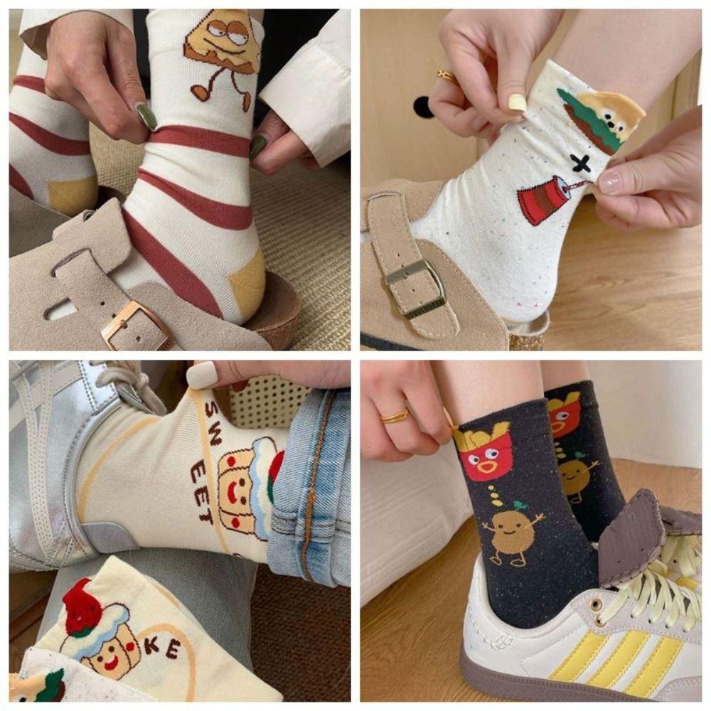 

Female Hosiery Cartoon Mid Tube Socks Stripe Women s Summer Cartoon Socks Streetwear