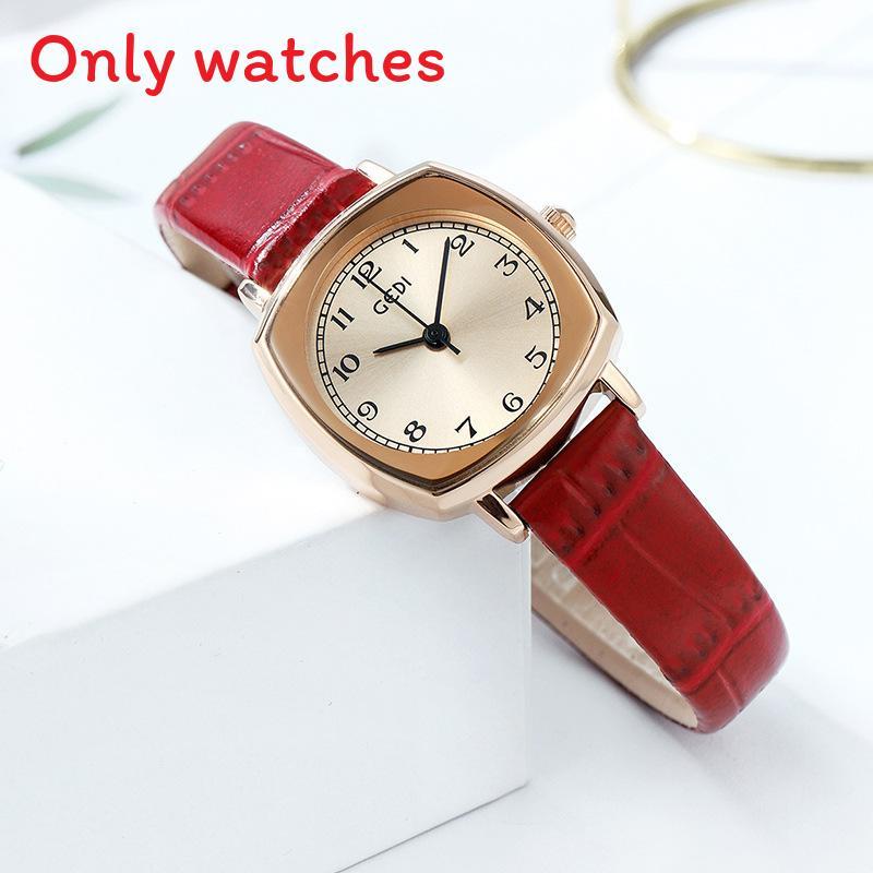 

Retro Square Watch For Women With Quartz Movement And Leather Strap Red