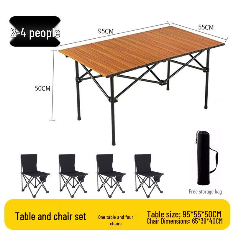 Outdoor Portable Folding Table & Chairs Set - Lightweight Roll-Up Table with Camping Seats