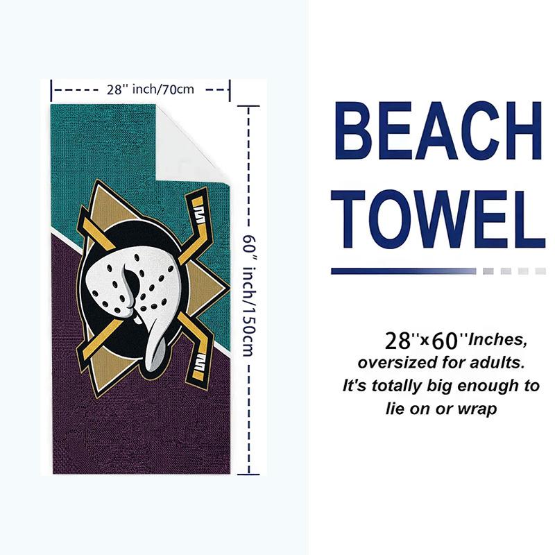 Anaheim Ducks Print Beach Towel, Large Soft Quick Dry Towel for Beach Camping Swimming