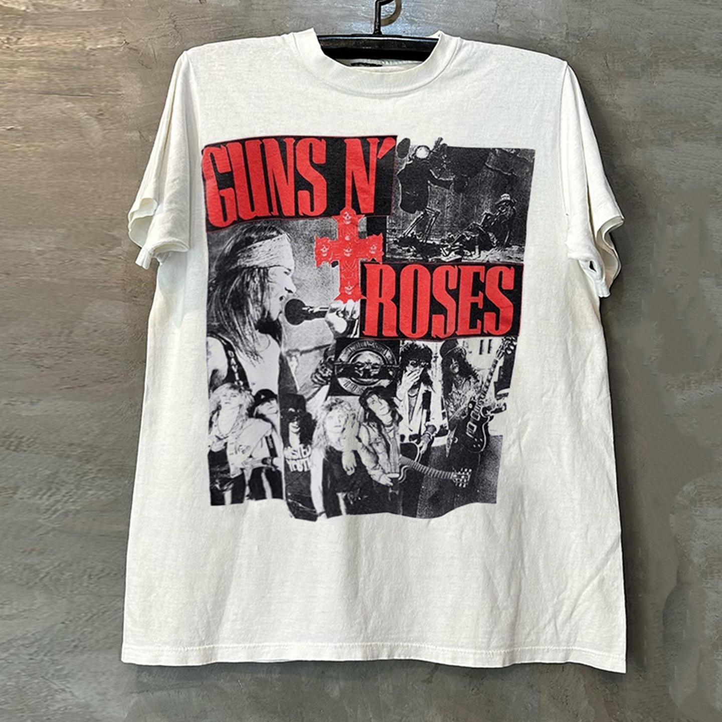 

Guns N Roses Guns N Roses Rock Band Short Sleeve T-Shirt Vibe American Heavy Cotton Ruffian Handsome Men and Women 4XL