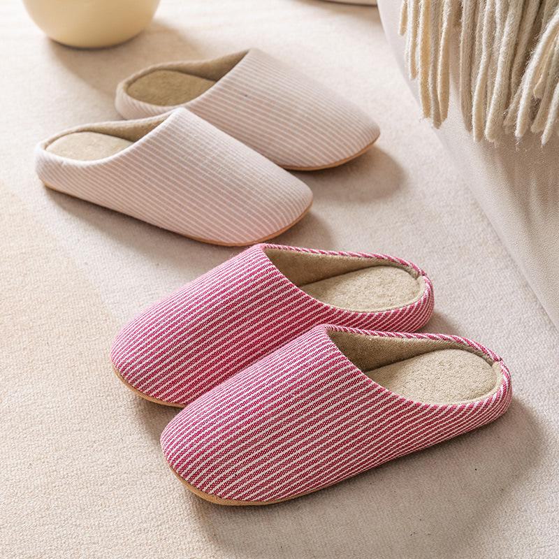 Japanese-Style Non-Slip Cotton Slippers for Men & Women - Soft-Soled, Silent Indoor Footwear, Perfect for Wooden Floors, Available in Large Sizes.