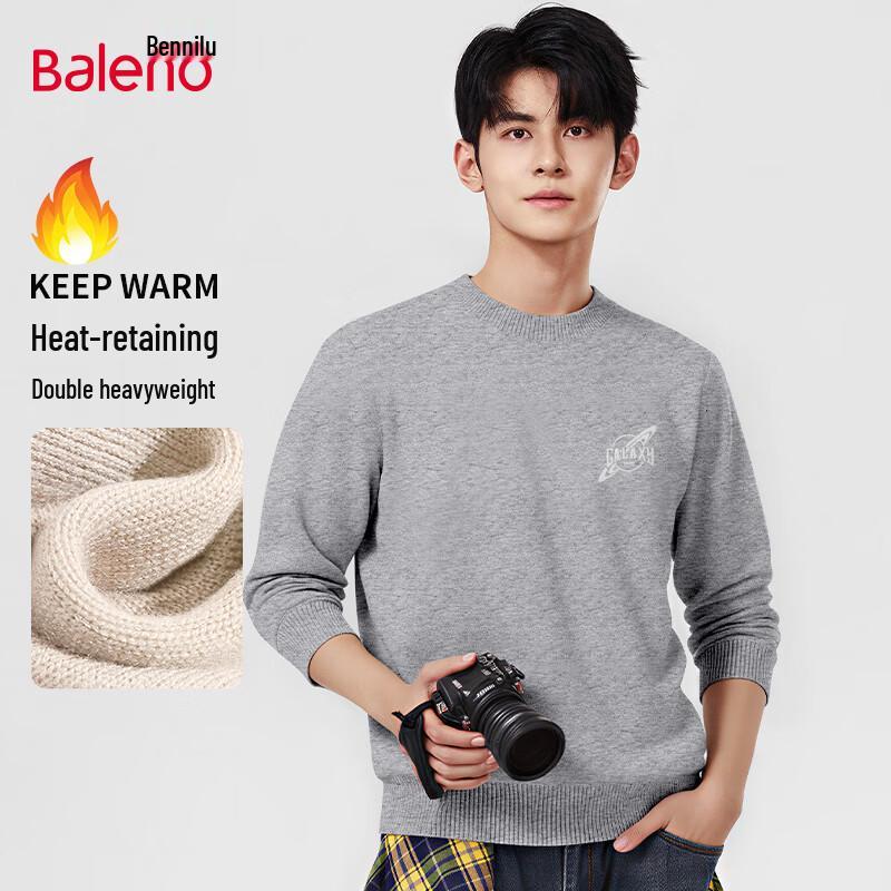 

Baleno Men s American Style Heavyweight Round Neck Knit Sweater L