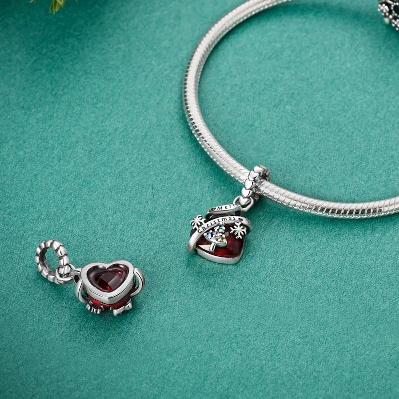 Copper Snowflake Christmas Tree Gift Box Charms Beads Brand Bracelet Exquisite Diy Jewelry Making Women'S Gift