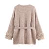  European and American style, new women's fashion, versatile, cross-border belt furry knit cardigan