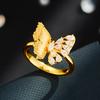 Smart Beauty Gold Brushed Butterfly Open Ring Original Design Micro Zircon Adjustable Ring Index Finger Ring