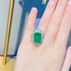 Open Ring Luxury Emerald Cotton Inclusions Imitation Full Diamond Paraba Gemstone Statement Ring
