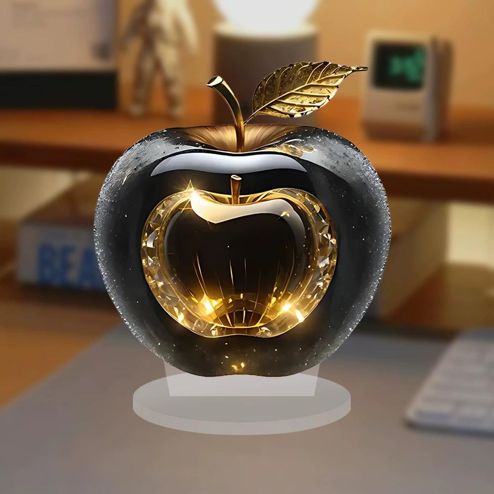 Kristall Äpple Figurin Pappersvikt, Klart Äpple Samlarfigurer Hantverk, Hem Kontor Handgjord Staty Ornament Dekoration