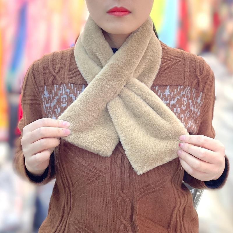 Autumn And Winter New Plush Imitation Rabbit Hair Pearl Buttons Fur Scarve Solid Colour Versatile Scarve Fashion Women's Scarve