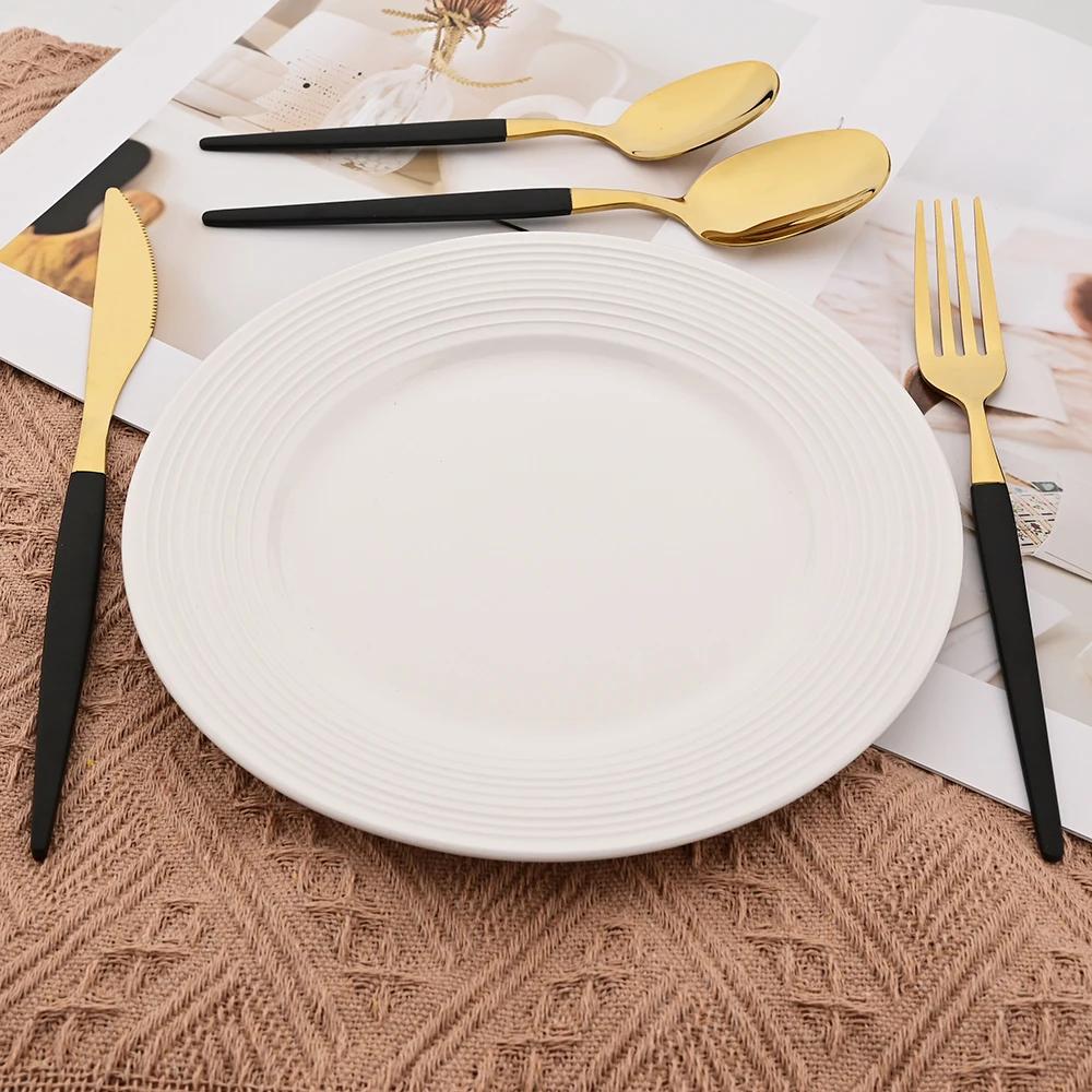 New 2025 16Pcs Cutlery Set Dinner Knife Fork Spoon Flatware Set Kitchen Dinnerware Stainless Steel Tableware Silverware Set
