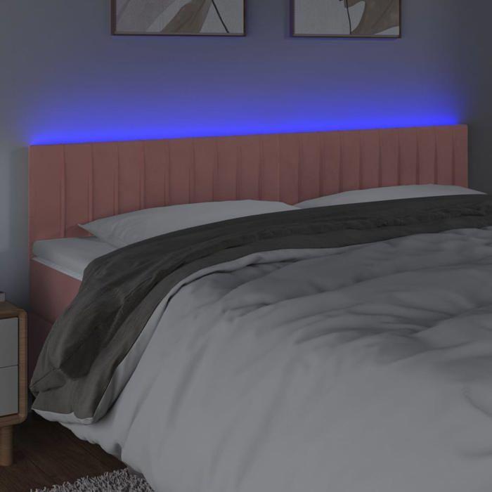 VidaXL Tête de Lit à LED Meuble de Chambre à Coucher Accessoire de Lit Double Tête de Cadre de Lit Intérieur Rose 3121921