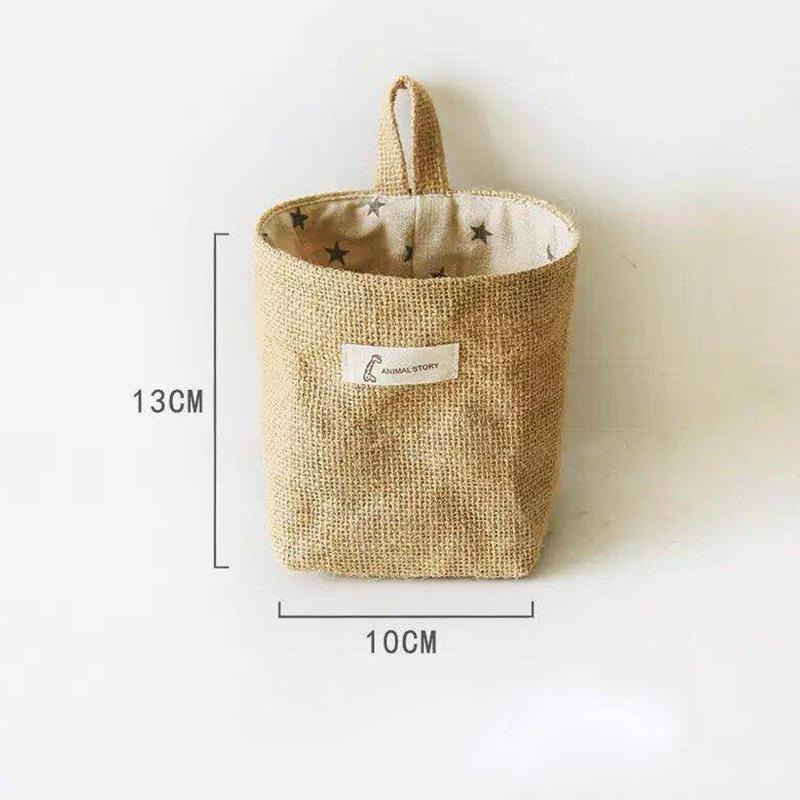 Подвесная сумка для хранения всякой всячины, джутовая сумка для хранения хлопка и льна, подвесная настольная сумка для двери и стены, сумка для хранения в ванной комнате 13cm * 10cm
