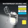 Outdoor Waterproof Mini COB Keychain Flashlight Pocket Dual Arc Lighter Type-C Rechargeable 3 Lighting Modes for Camping Multifunctional Work Light