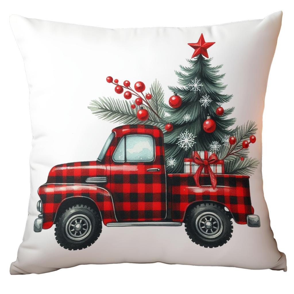 New Christmas Pillow Cover Red Plaid Creative Print Home Living Room Sofa Pillow Cover Premium Durable Quality