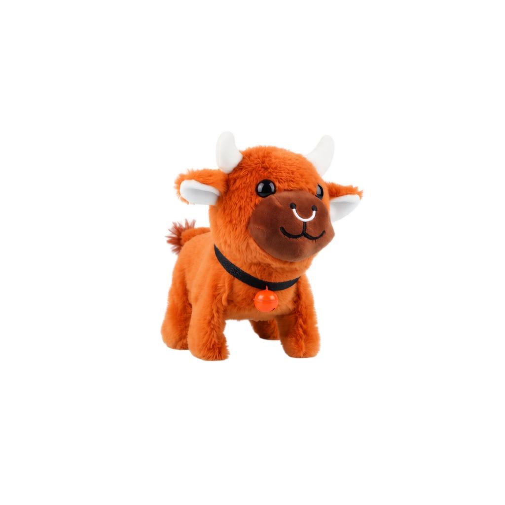 Plush Cow Toy with Walking, Tail Wagging and Mooing Functions, Requires 2 AA Batteries (Not Included)