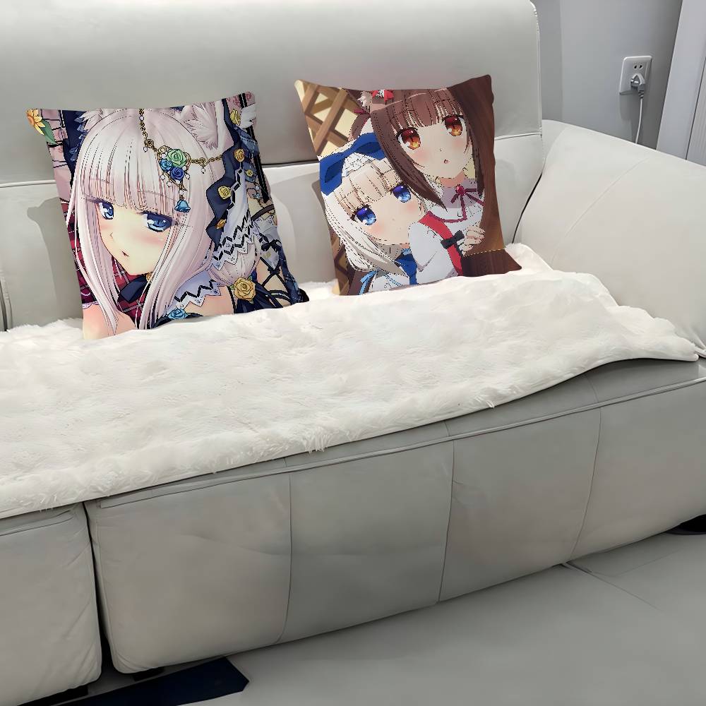 GAME-N-Nekopara-V-Vanilla Kissenbezug Abnehmbarer Waschbarer Kissenbezug – Ganzjahresweichleinen