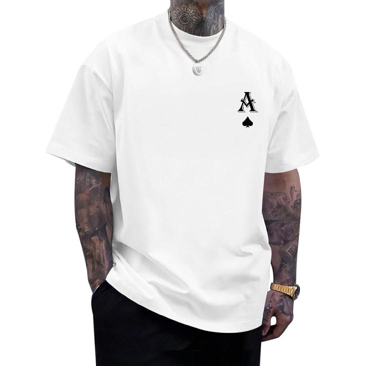 Men's Graphic Tees Vintage Oversize T Shirts Poker Ace of Spades Shirt Streetwear Rapper Casual Tee Top