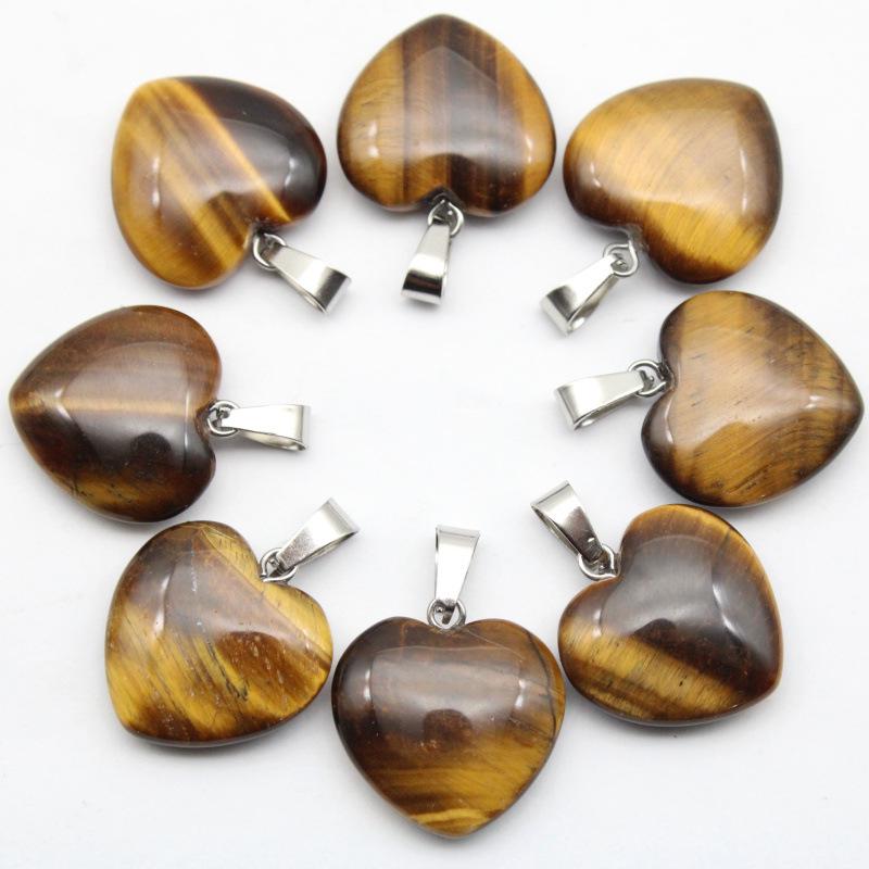 20MM Herzförmiger Naturstein Anhänger: Achat, Rosenquarz, Aquamarin, Pfirsichherz Schmuck