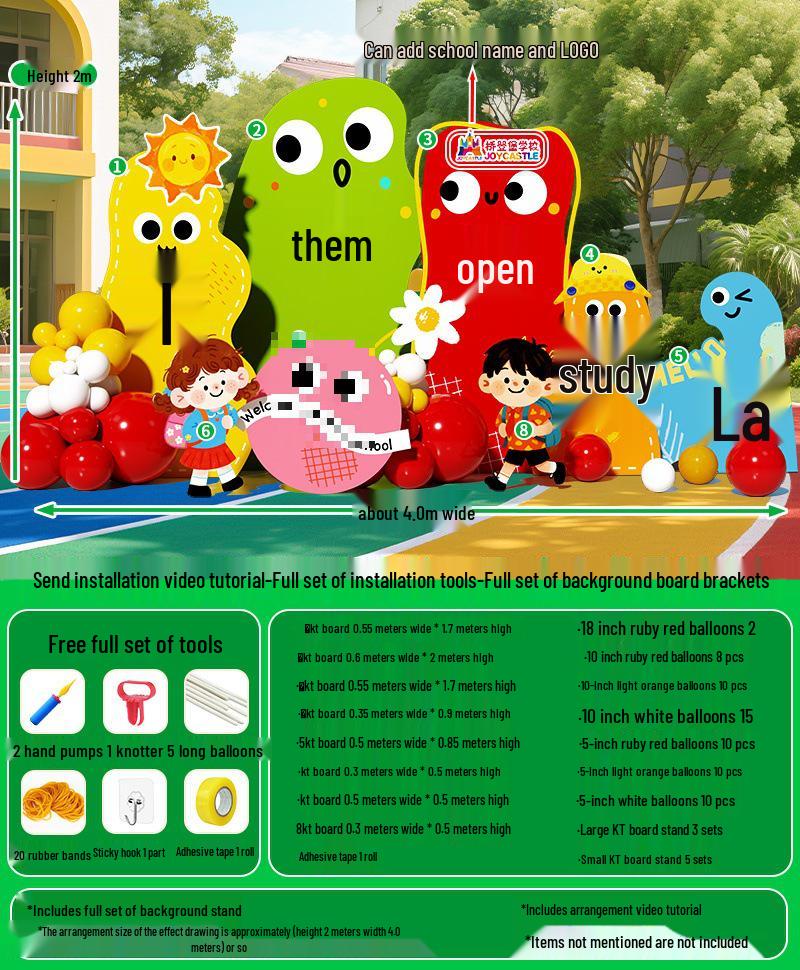 Kindergarten Back-to-School Scene Decoration Balloons Welcome Board for New Semester