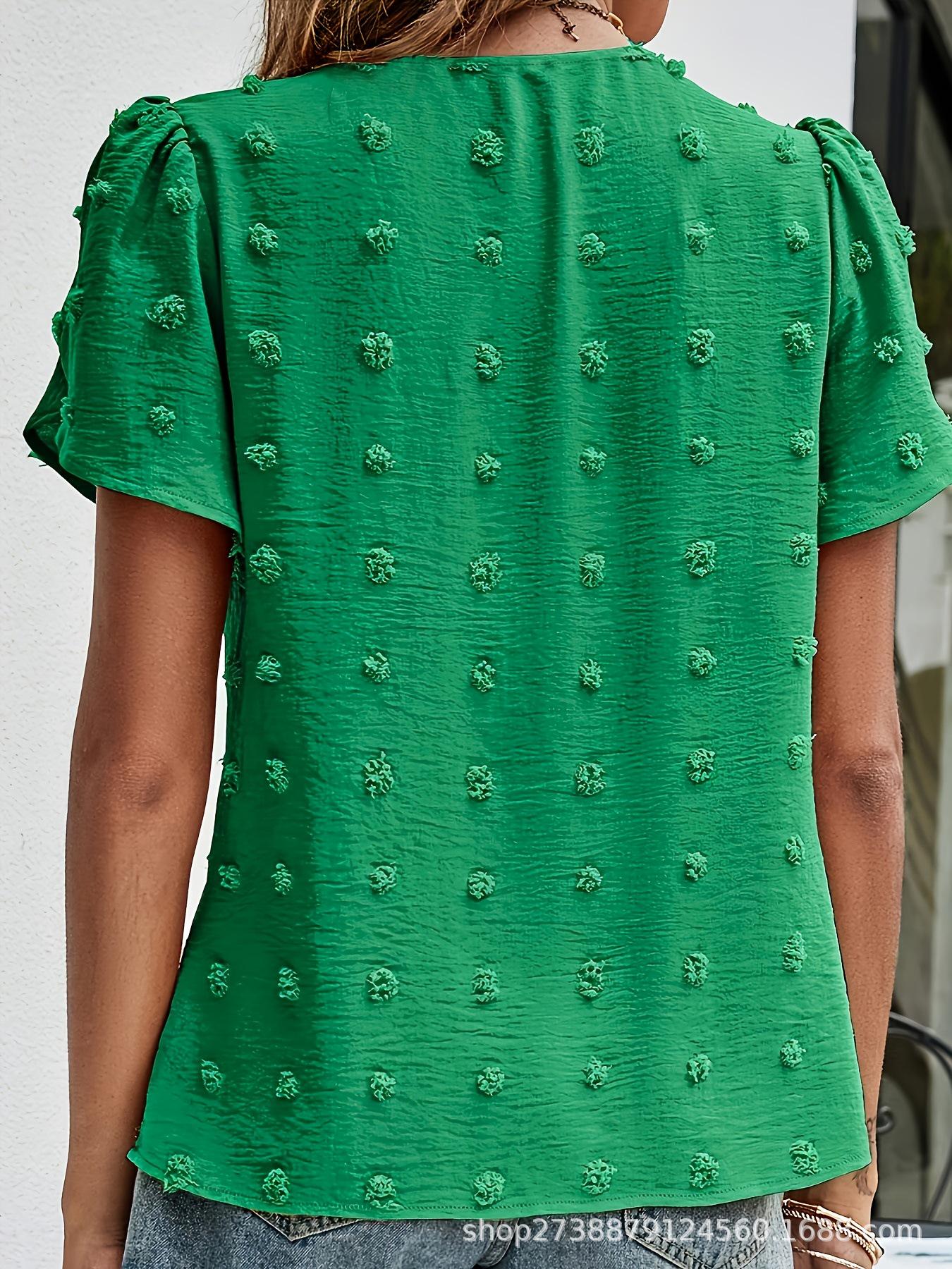 Plus Size V-neck Ruffled Puff Sleeve Chiffon Top with Pom-poms - Summer 2026 Collection XL красный