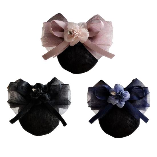 Women Hair Net Mesh Head Flower Headdress Floral Hair Adornment Versatile Decorative Hair Mesh Hair Styling Tool