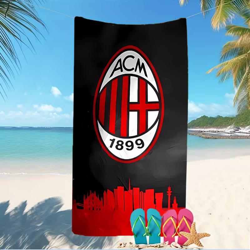 Beach Towel with Associazione Calcio Milan Pattern - soft,absorbent,machine washable Lightweight&Modern,swimming,Travel Essentials