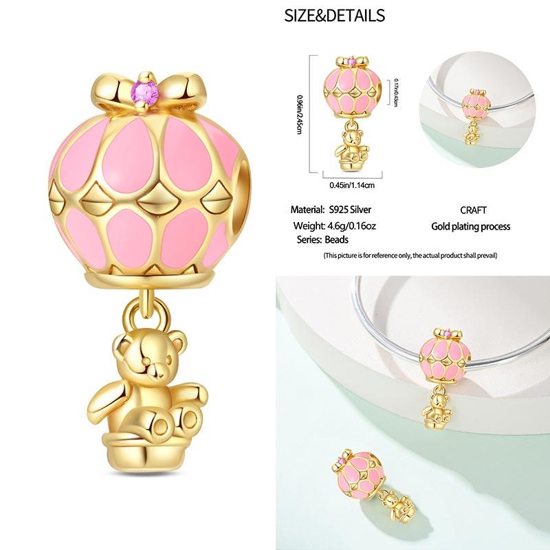 100% Copper Cute Little Bear Butterfly Flamingo Charms Beads Rose Princess Pendants Fit Diy Bracelets Jewelry Gifts