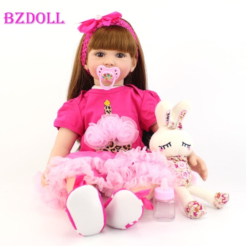 BZDOLL 60cm Soft Silicone Reborn Baby Doll Toys Like Real Vinyl Princess Toddler Alive Bebe Girl Bonecas Kids Birthday Gift