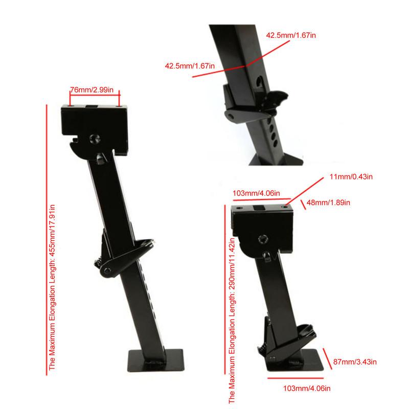 Folding Trailer Stabilizer Jack 650lbs Support 1000lbs Lifting Capacity 290-455mm Telescoping Adjustable Swing Down Outriggers