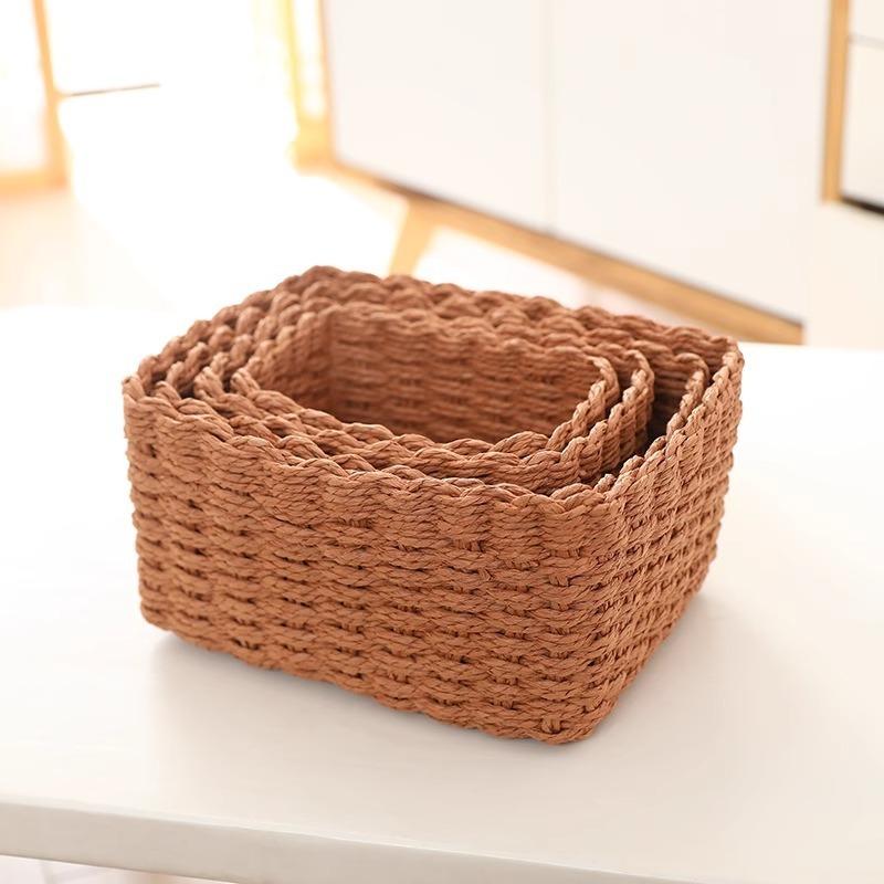 4pcs Nordic Willow Woven Storage Baskets for Organizing and Storing Containers Home Kitchens Organization and Storage Supplies