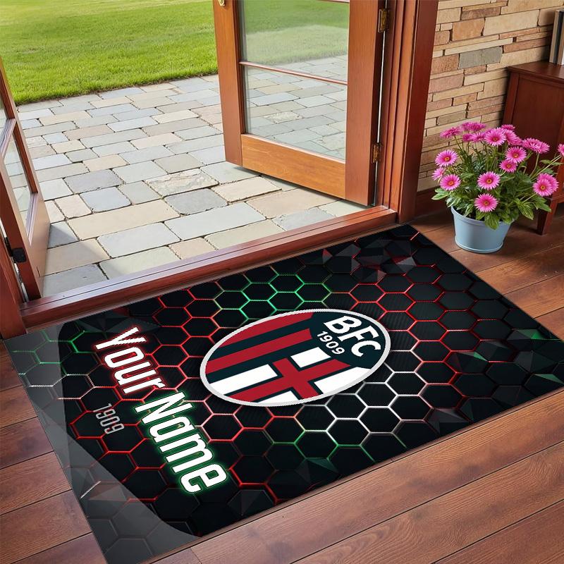 Crystal Velvet Rug Custom Name Text, Soft Non Slip Floor Mat Home DecorBologna FC