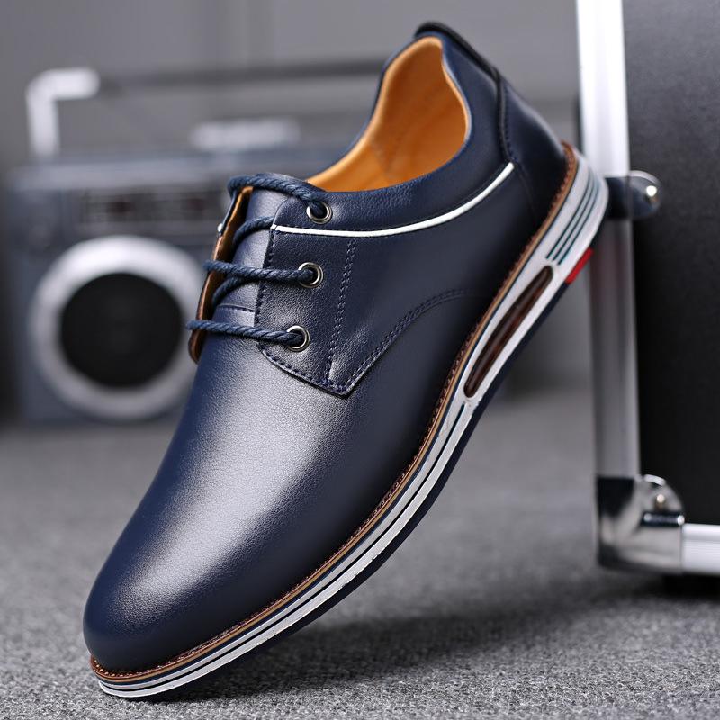 New Men's Casual Shoes Lace-up Leather Breathable Casual Leather Shoes Men's Trendy Shoes