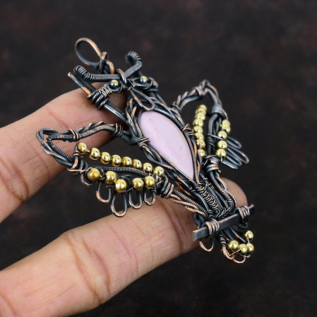 Phosphosiderite Pendant Copper Wire Wrapped Gemstone Jewelry Owl Pendant Ethnic Jewelry Copper Wire Wrap Pendant Handmade Pendant For Gifts