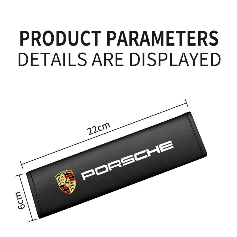 2PC Car Interior Seat Belt Pad Leather Seatbelt Shoulder Cover For Porsche Cayenne Panamera Macan Boxster 911 Carrera-GT 928 944