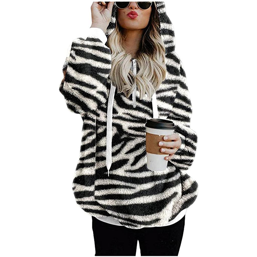 Women's Winter Casual Fashion Loose Plush Insulation Drawstring Hooded Jacket