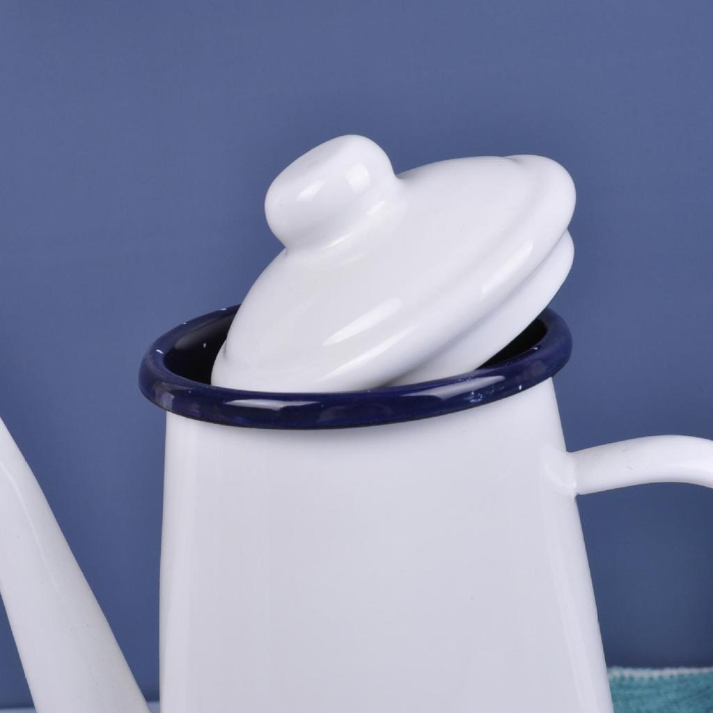 Enamel Tea Kettle Vintage Water Milk Warmer Durable 1.1L Coffee Kettle Water Kettle for Restaurant Home Kitchen Outdoor Tea