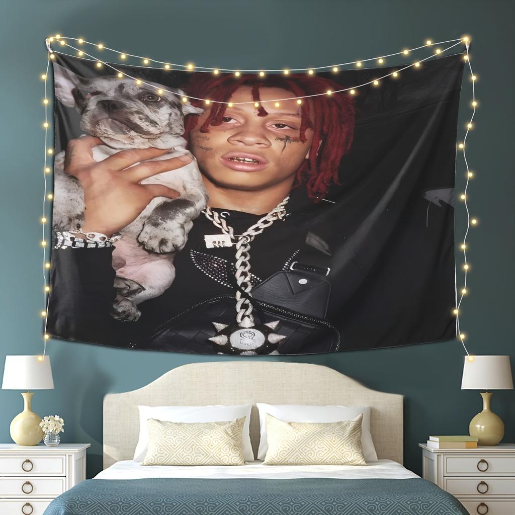 European And American Rap Star Wall Tapestry, Personalized Hiphop Decor, Atmosphere-Enhancing Room Decoration
