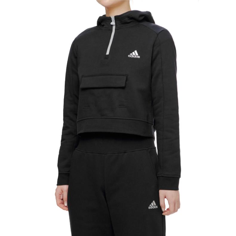 Adidas Soft Comfortable Hooded Sports Sweatshirt Women Sweatshirt Black GG6844