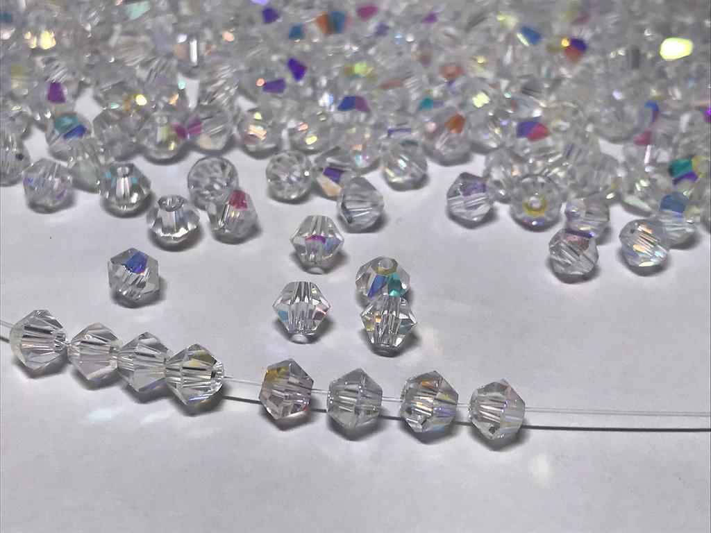 700 4mm Clear Aurora Glass Beads, Suncatcher Accessories, Handmade Beads (Aurora)