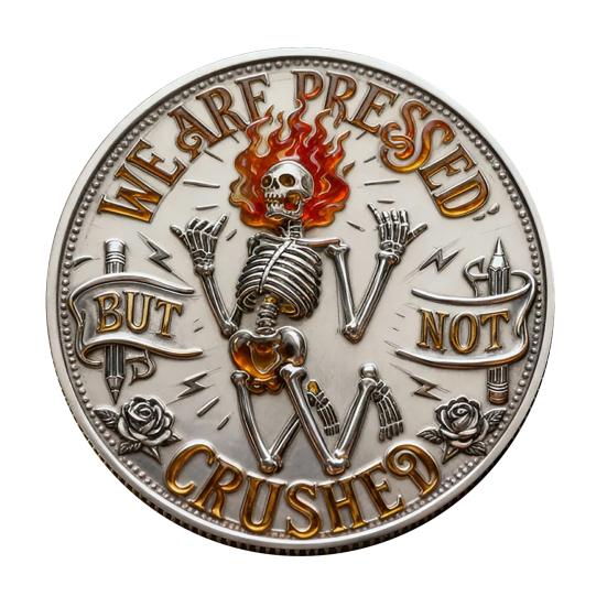 

Монета-челлендж «Пылающий скелет» Юмористическая мотивационная монета Позитивный карманный жетон для женщин, мужчин, коллег, сотрудников, сослуживцев 4cm 1pc